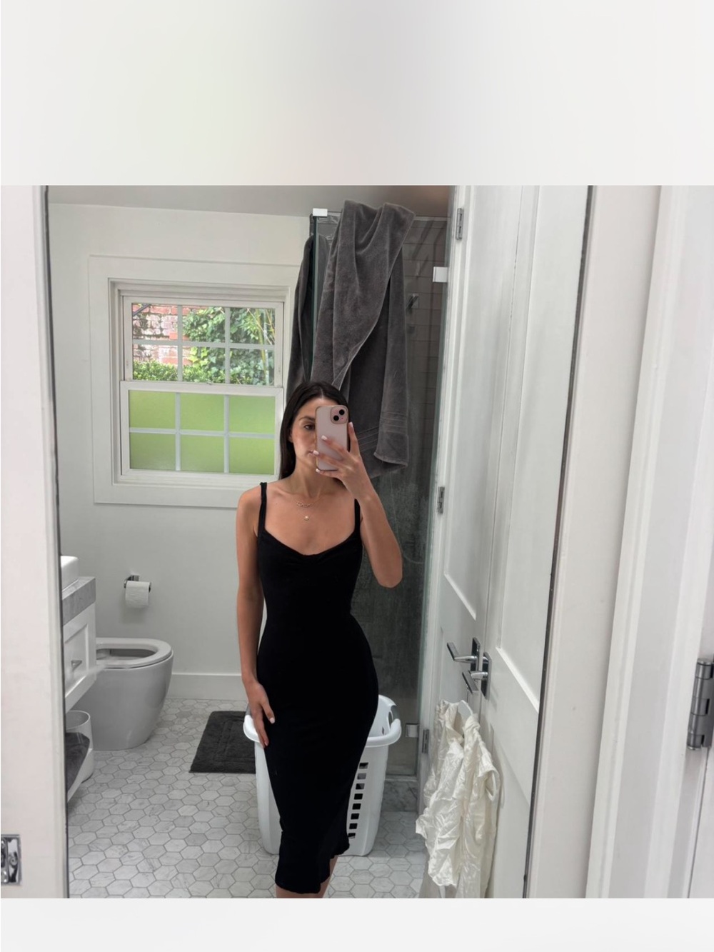 Reformation Black Slip Midi Dress - Sleek Spaghetti Strap